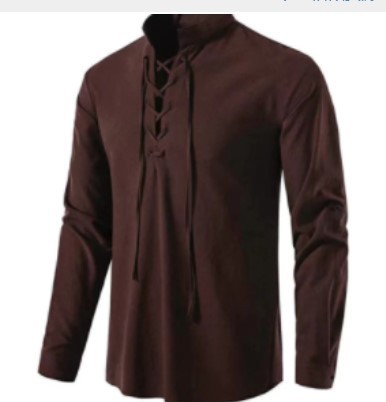 Medieval Gothic Lace Up Pirate Shirt - قميص رجالي بتصميم قرصان، قميص فايكنج