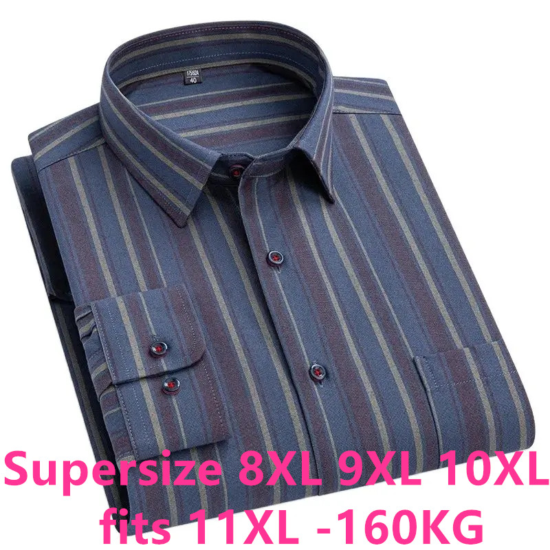 Oxford Cotton Casual Shirt Business - حجم كبير 11XL 10XL 9XL 8XL