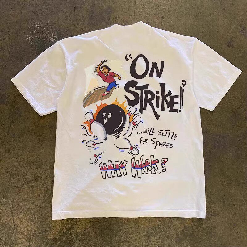 Short Sleeve Bowling Shirt Retro - تي شيرت بولينج بطبعة ستريت ستايل