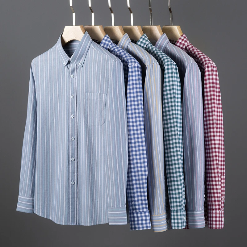 Oxford Cotton Casual Shirt Business - قميص رجالي بأكمام طويلة لربيع وخريف