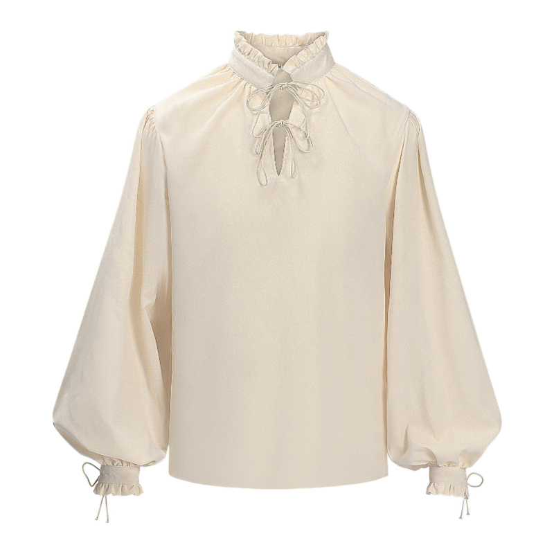 Medieval Gothic Lace Up Pirate Shirt - قميص قراصنة من العصر النهضة للرجال