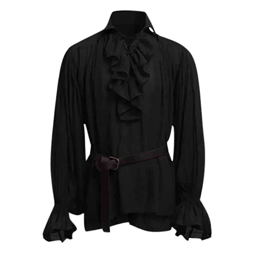 قمصان رجالية بتصميم القرون الو - مراجعة Medieval Gothic Lace Up Pirate Shirt وسعره