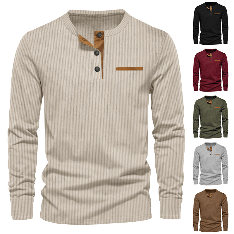 جديد الرجال طويلة الأكمام تي ش - مراجعة Corduroy Button Up Shirt Men وسعره