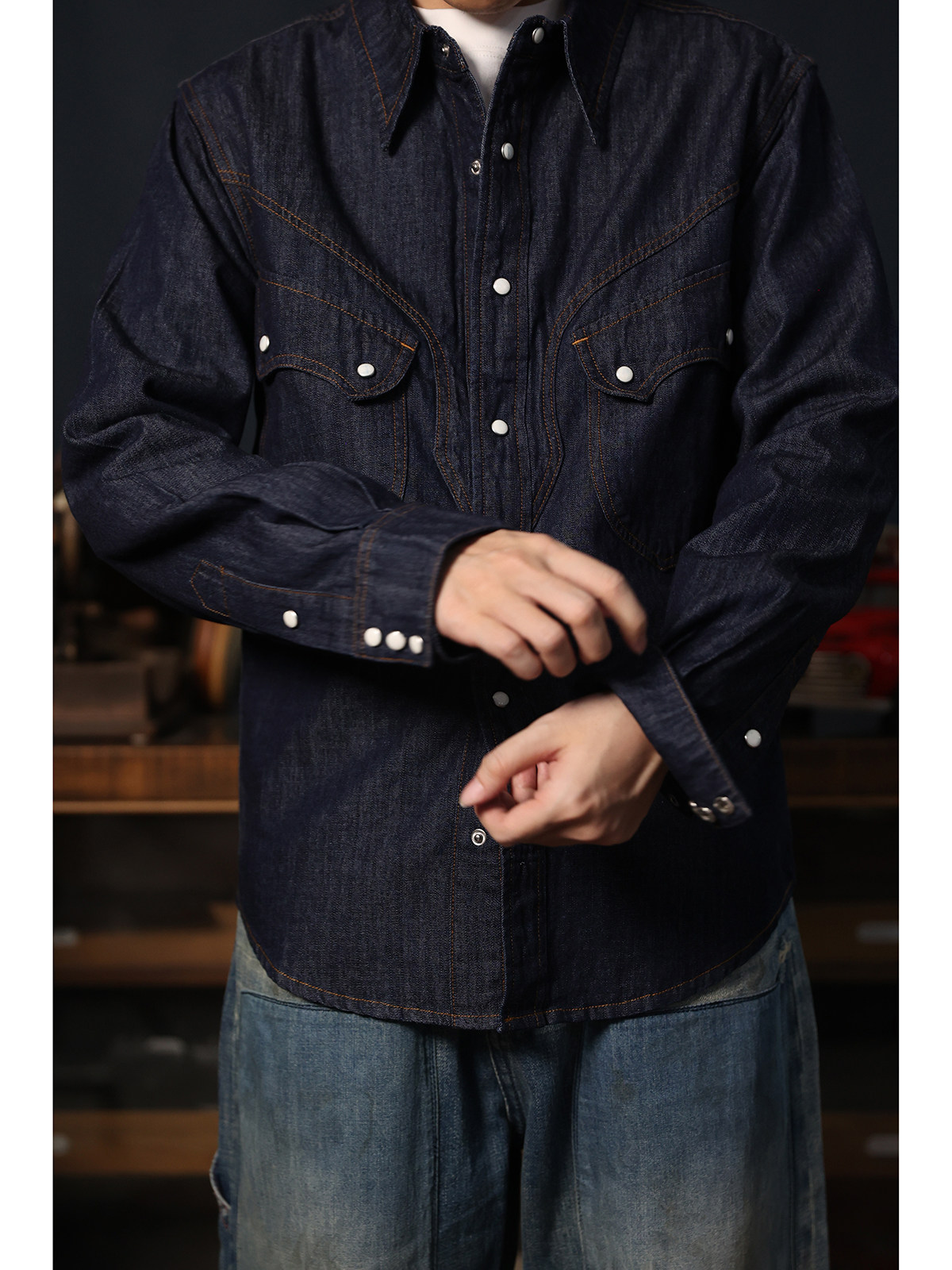 قميص كاوبوي غربي بأزرار لؤلؤية - مراجعة Mens Western Denim Pearl Snap Shirt وسعره