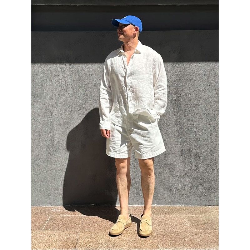 طقم قميص رجالي فاخر من الكتان  - مراجعة Mens Linen Shirt Long Sleeve وسعره