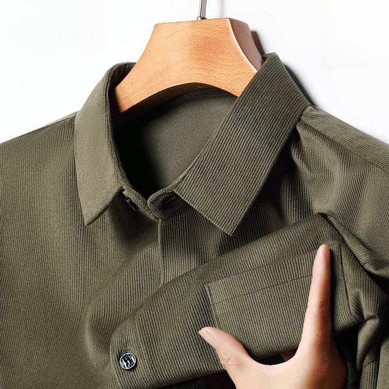 سروال قصير للرجال كم طويل قميص - مراجعة Corduroy Button Up Shirt Men وسعره