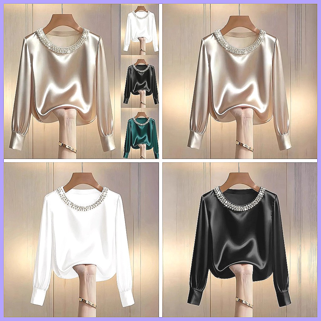 بلوزة ساتان أنيقة مزينة بالخرز - مراجعة Shirts وسعره