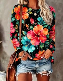 بلوزة نسائية بطبعة زهور باللون - مراجعة T-Shirts وسعره