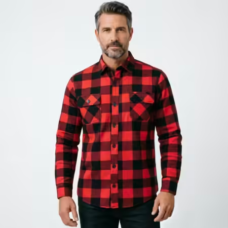 قميص رجالي طويل الأكمام منقوش  - مراجعة Flannel Plaid Shirt Heavy Weight وسعره