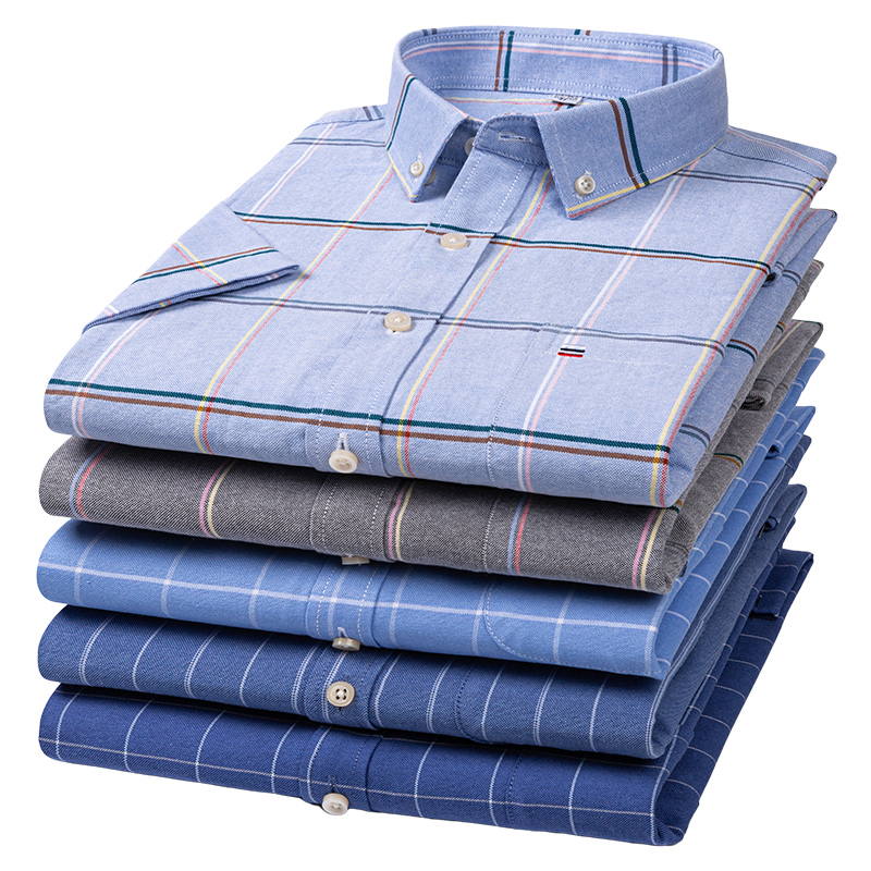 جودة الرجال قميص قصير الأكمام  - مراجعة Oxford Cotton Casual Shirt Business وسعره
