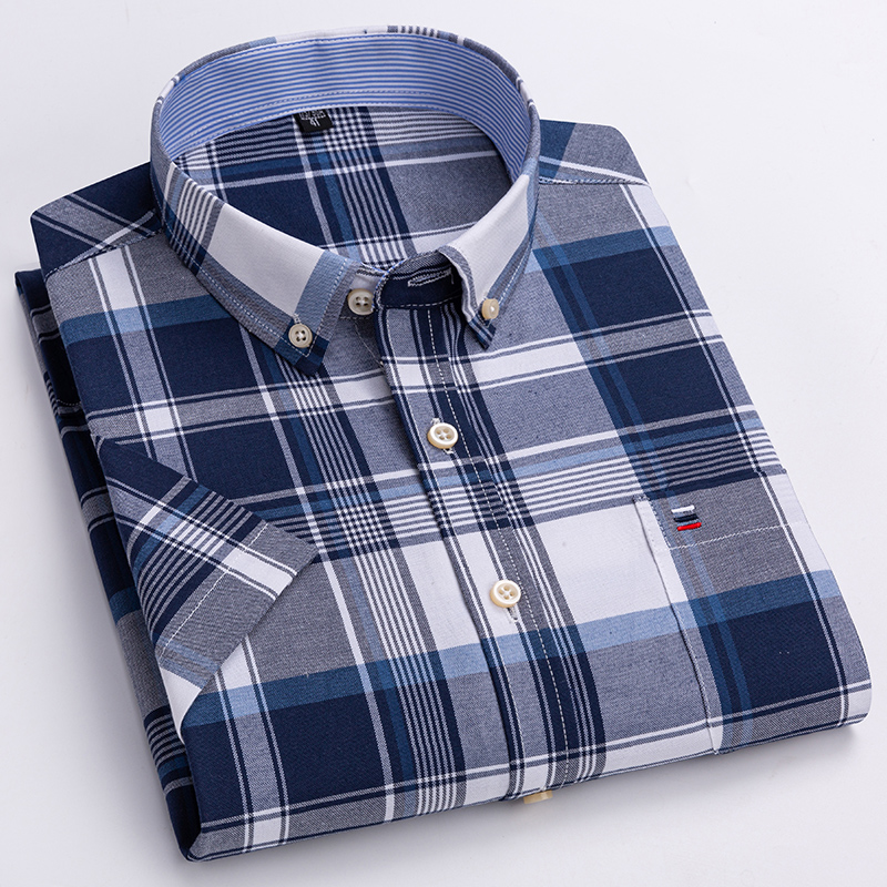 جودة الرجال قميص قصير الأكمام  - مراجعة Oxford Cotton Casual Shirt Business وسعره
