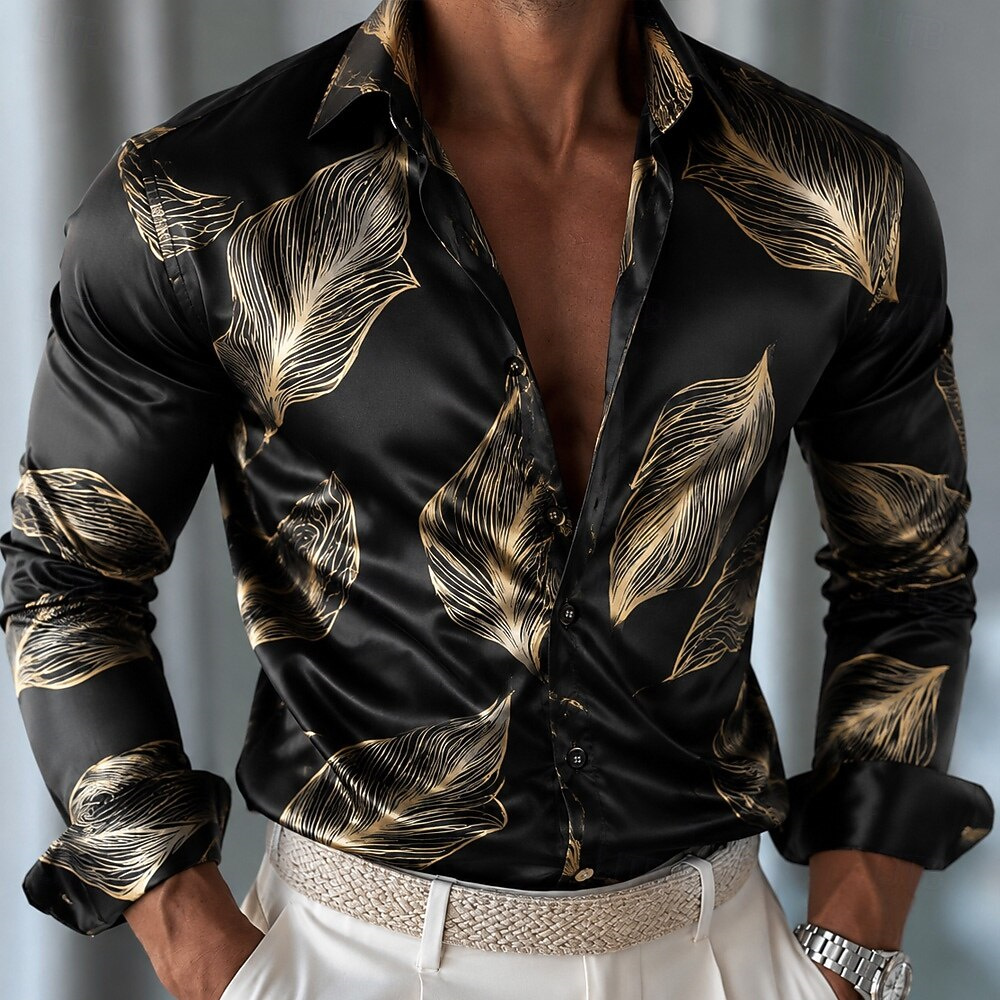 قميص رجالي من الساتان بنقشة أو - مراجعة Mens Satin Silk Dress Shirt وسعره