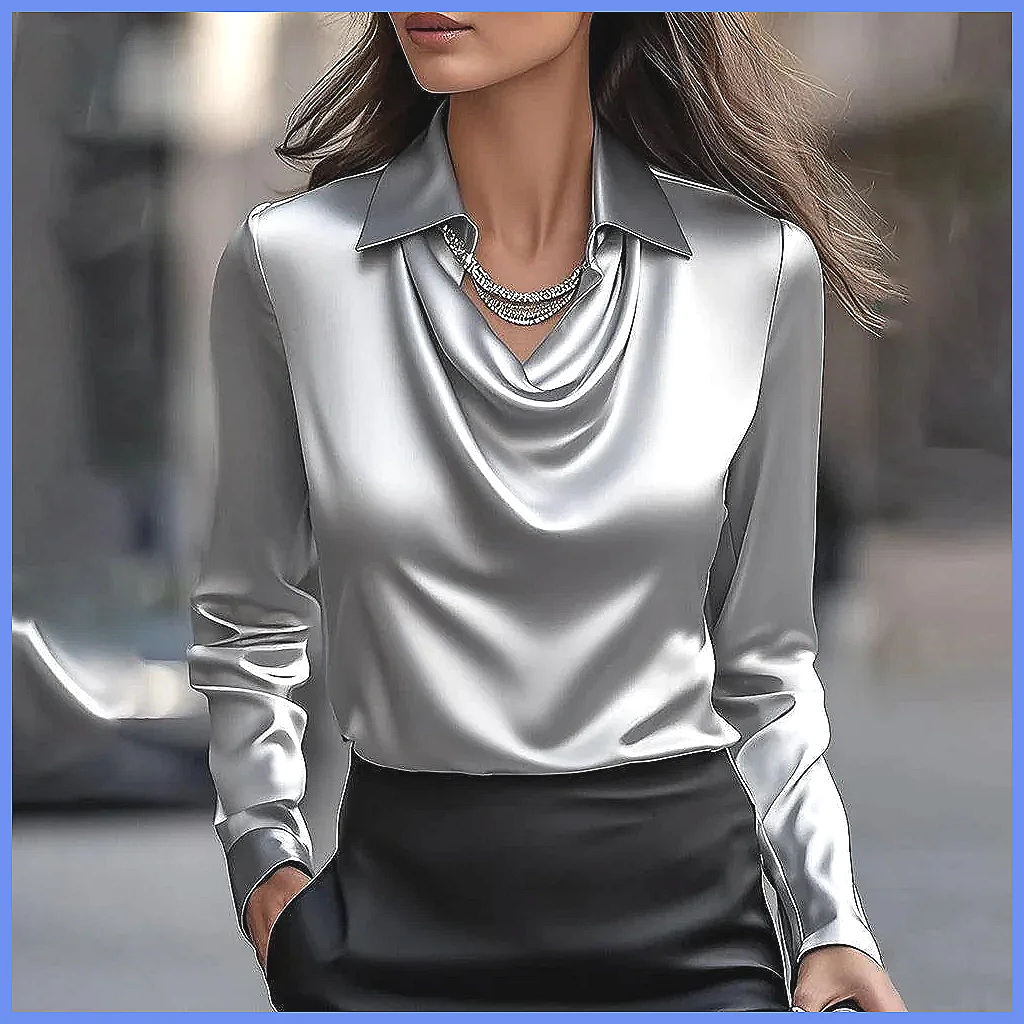 بلوزة ساتان كلاسيكية للنساء بأ - مراجعة Shirts وسعره