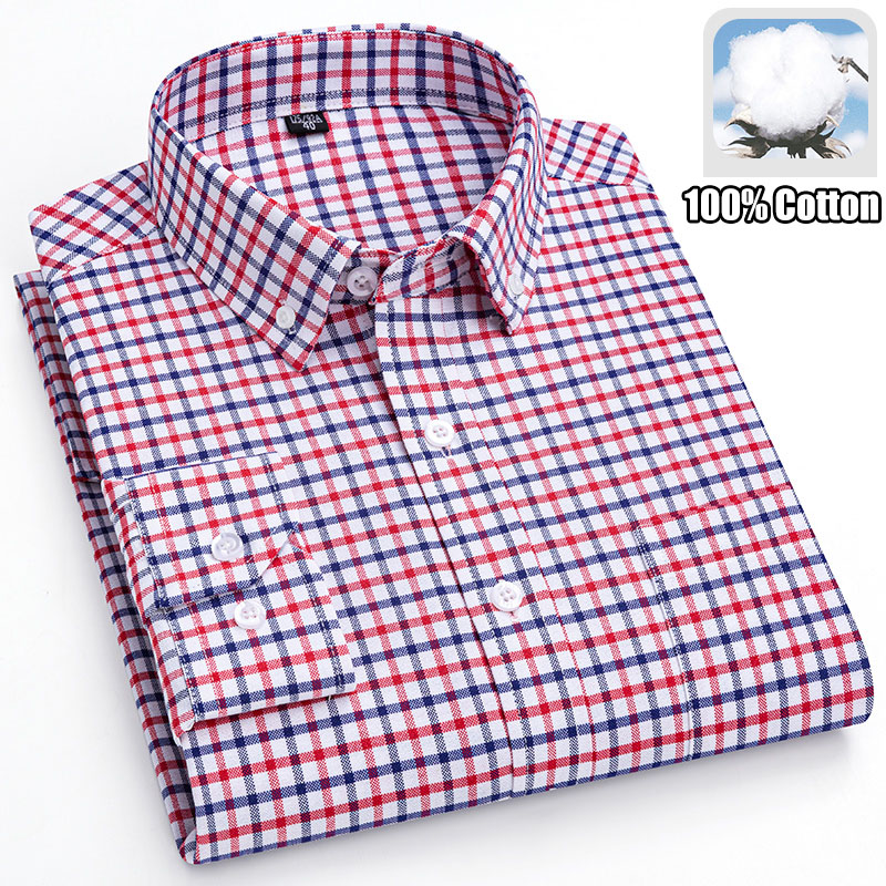 100% القطن تنفس الرجال أكسفورد - مراجعة Oxford Cotton Casual Shirt Business وسعره