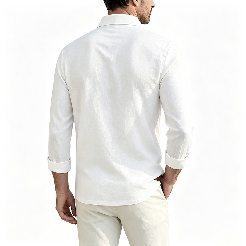 قميص رجالي من القطن والكتان بأ - مراجعة Mens Linen Shirt Long Sleeve وسعره