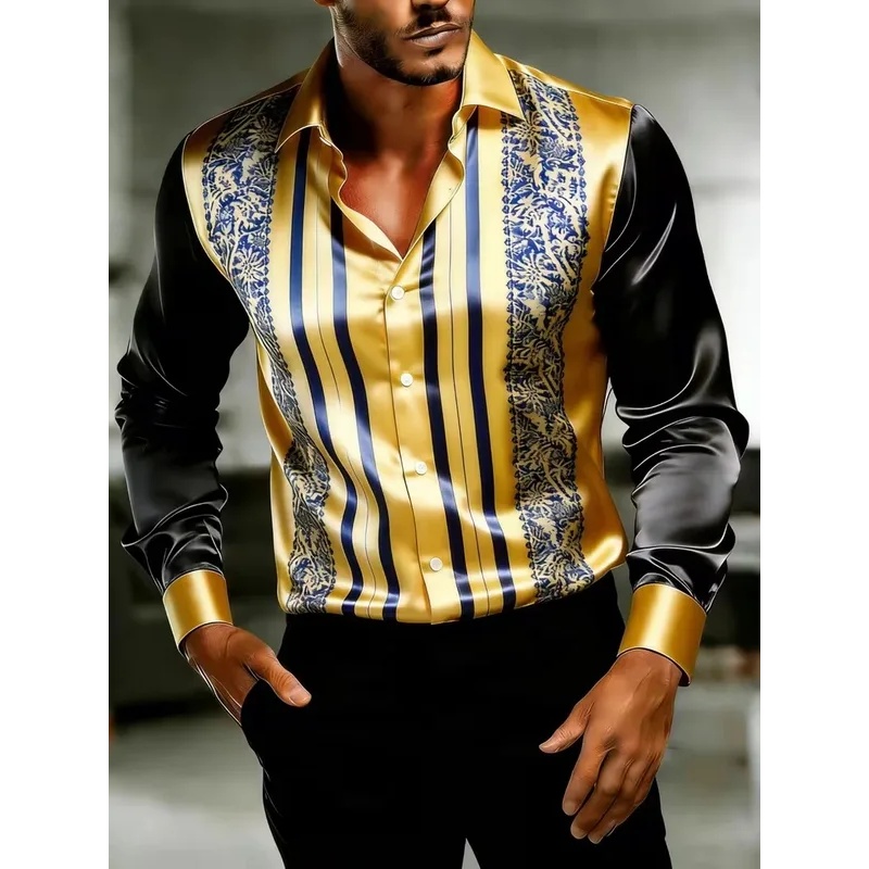 قمصان رجالية طويلة الأكمام من  - مراجعة Mens Satin Silk Dress Shirt وسعره