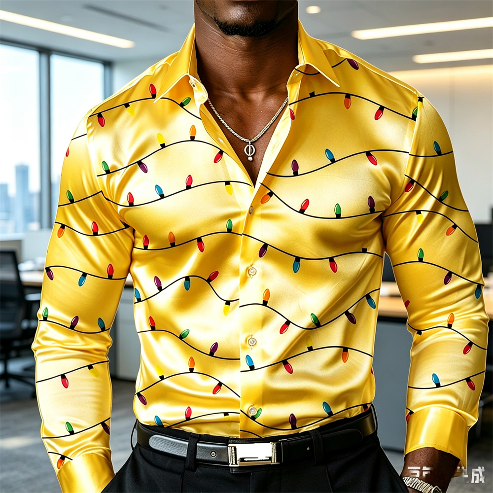قميص رجالي بتصميم فانوس لعيد ا - مراجعة Mens Satin Silk Dress Shirt وسعره
