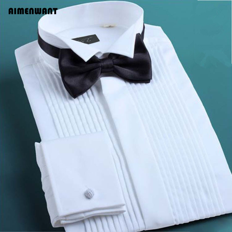 AIMENWANT-قميص سهرة أبيض للرجا - مراجعة Mandarin Collar Formal Shirt Slim Fit وسعره