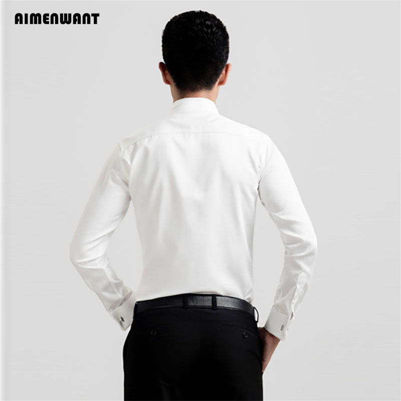 AIMENWANT-قميص سهرة أبيض للرجا - مراجعة Mandarin Collar Formal Shirt Slim Fit وسعره