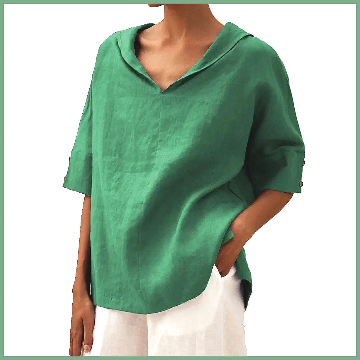 قميص نسائي فضفاض بياقة على شكل - مراجعة Shirts وسعره