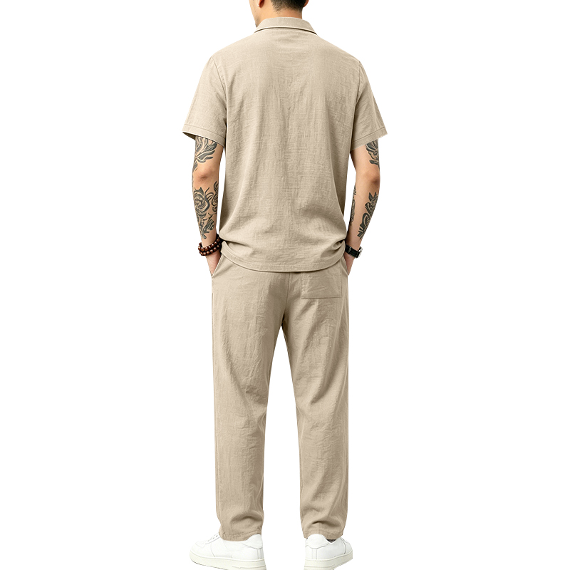 طقم بولو رجالي من قطعتين: قميص - مراجعة Mens Linen Shirt Long Sleeve وسعره