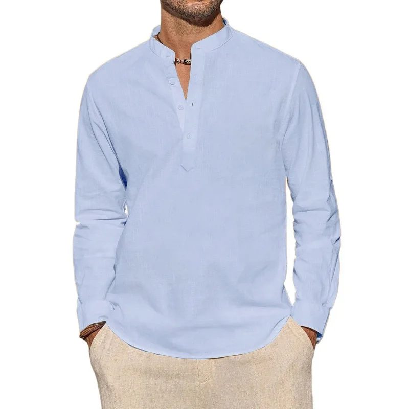 تي شيرت رجالي بأكمام طويلة كاج - مراجعة Mens Linen Shirt Long Sleeve وسعره