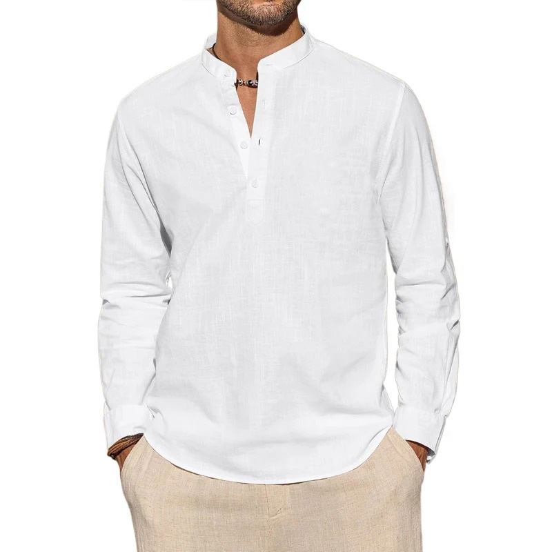 تي شيرت رجالي بأكمام طويلة كاج - مراجعة Mens Linen Shirt Long Sleeve وسعره
