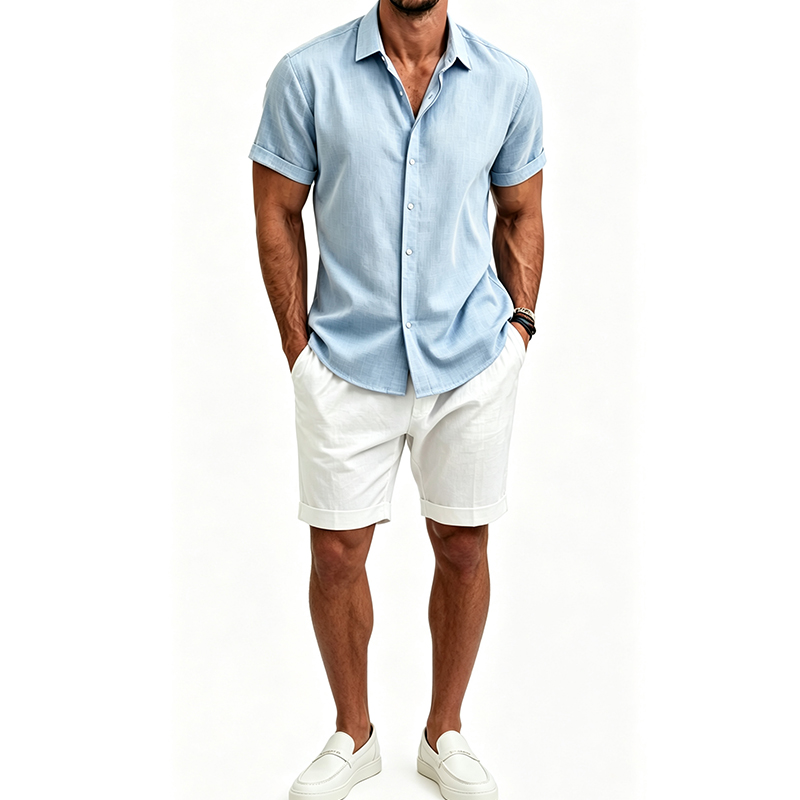 طقم قميص رجالي من القطن والكتا - مراجعة Mens Linen Shirt Long Sleeve وسعره