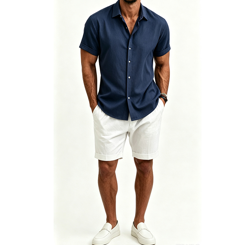 طقم قميص رجالي من القطن والكتا - مراجعة Mens Linen Shirt Long Sleeve وسعره