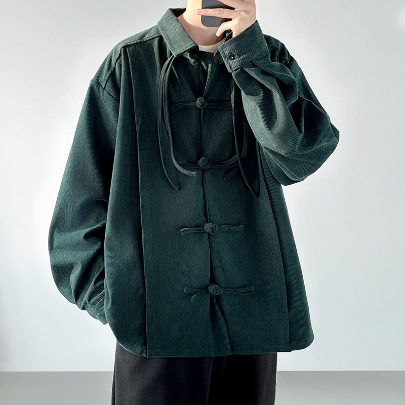 2025 الرجال الرجعية النمط الصي - مراجعة Corduroy Button Up Shirt Men وسعره