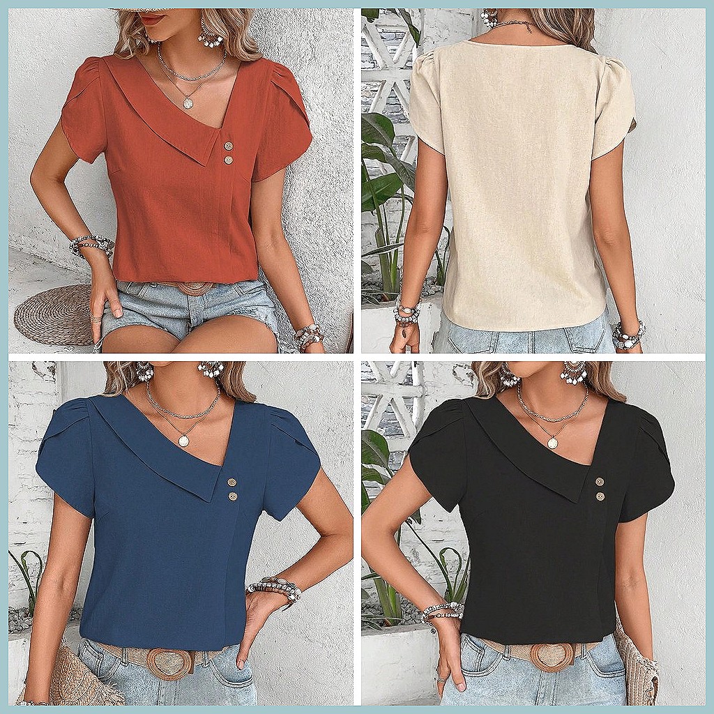 بلوزة نسائية بلون موحد بتصميم  - مراجعة Shirts وسعره