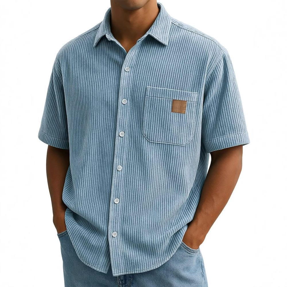 قميص سروال قصير بأكمام قصيرة ل - مراجعة Corduroy Button Up Shirt Men وسعره